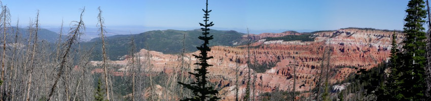 [Panoramic view (4 horizontally stitched photos) of amphitheater.]